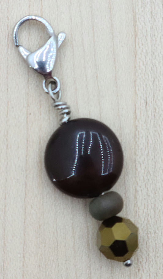 Zipper Pull - Brown & Bronze Crystal