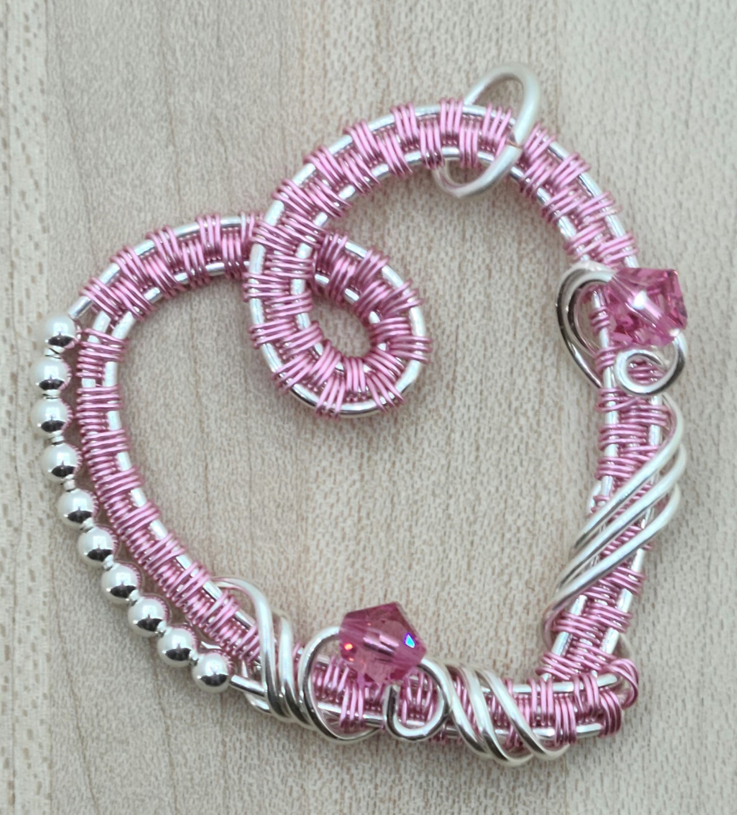 Woven Wire Rose Heart w/crystals