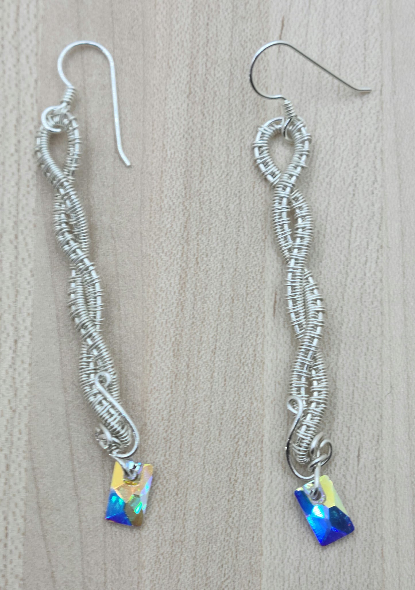 Woven Wire Silver Fill Twist fish hook Earrings