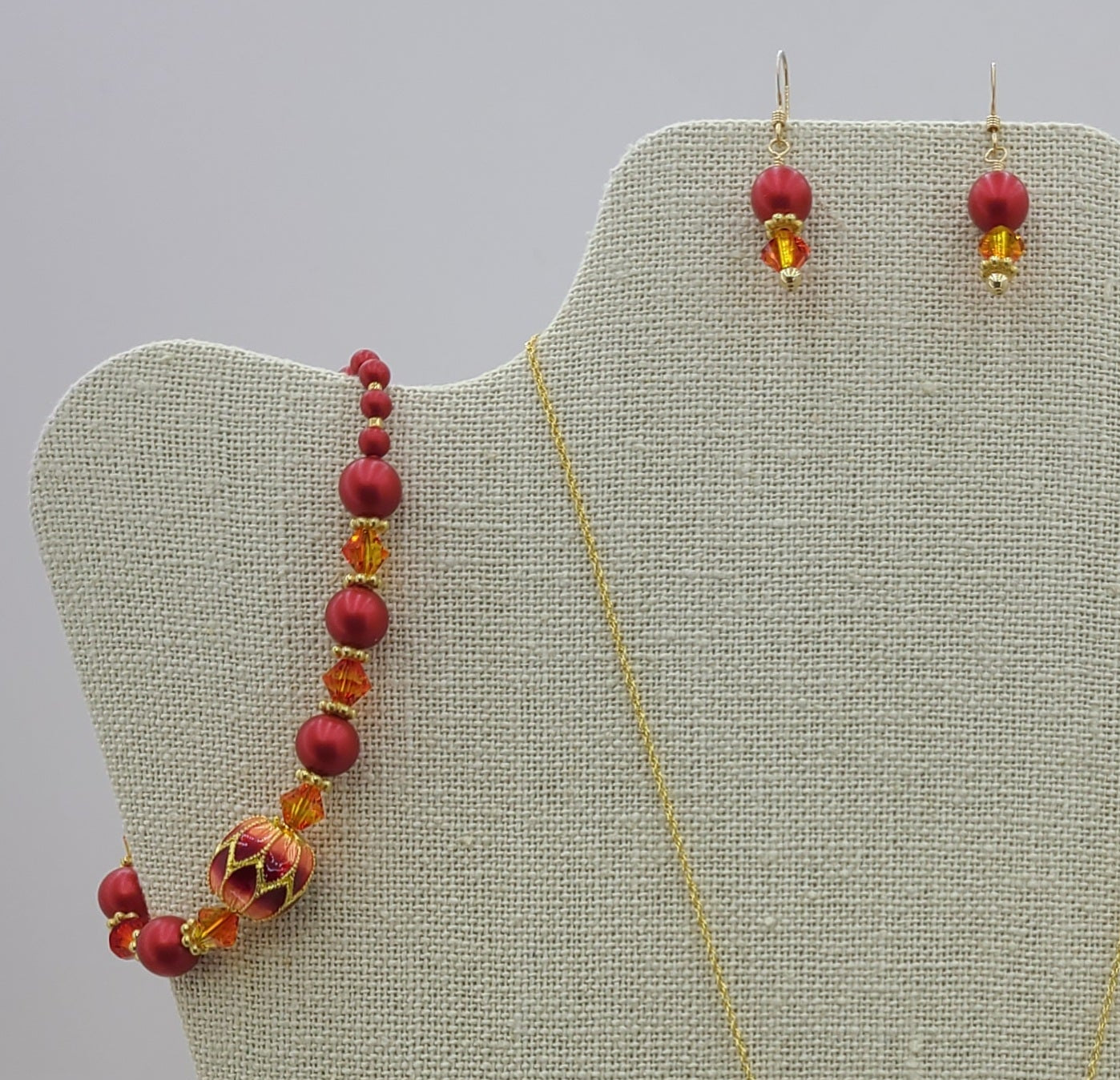 Cloisonné Red Lanterns Necklace, Bracelet, & Earrings #2