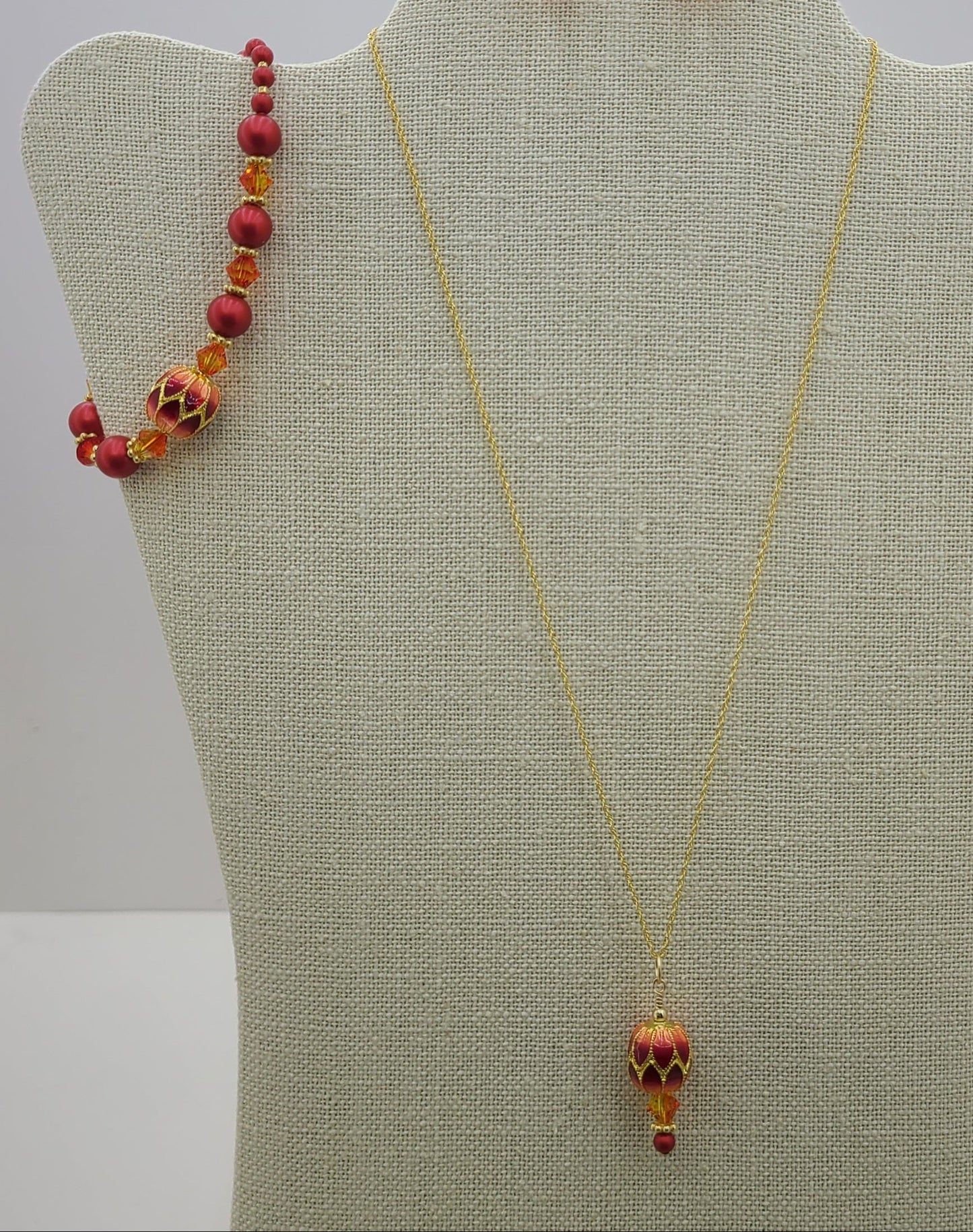 Cloisonné Red Lanterns Necklace, Bracelet, & Earrings #2