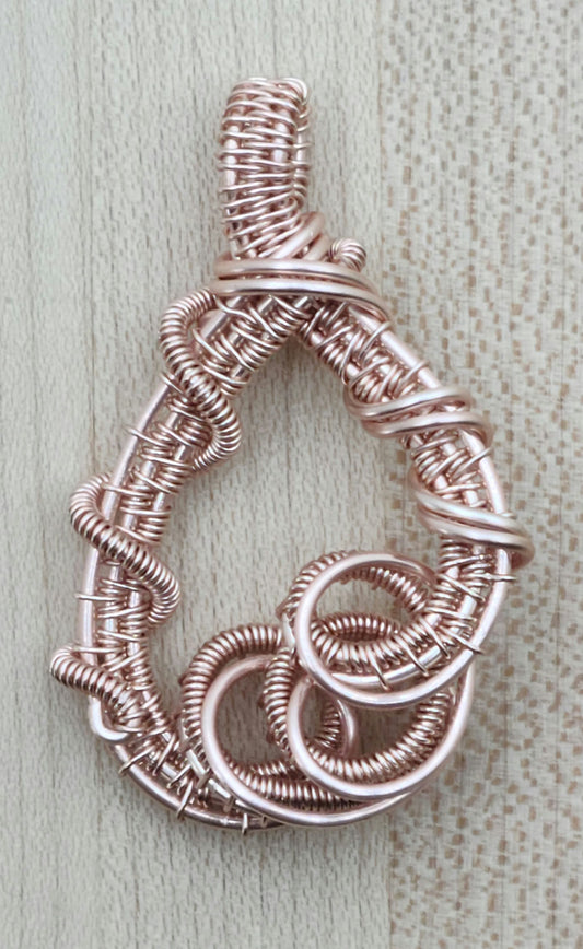 Woven Wire Rose Gold Swirls Pendat