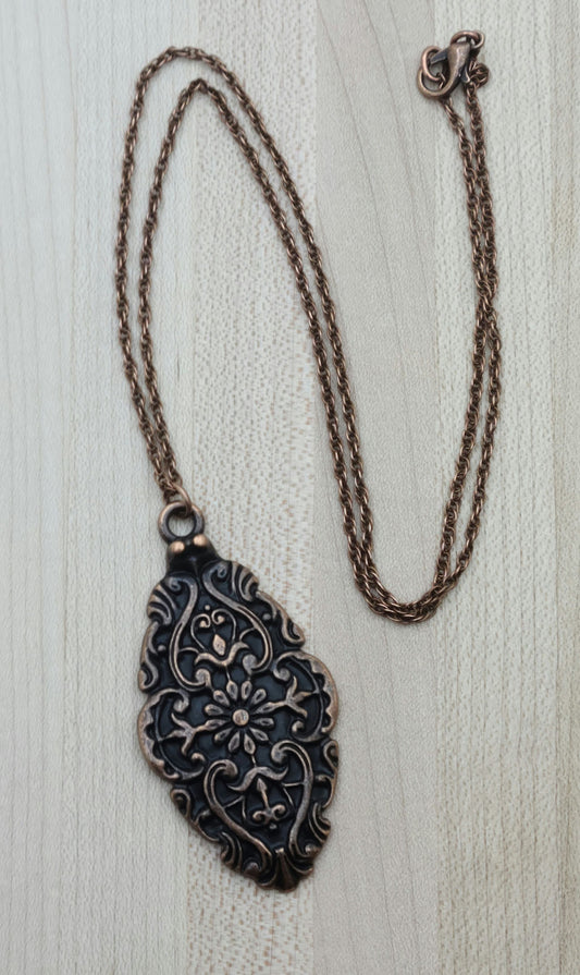 large decorative copper pendant necklace