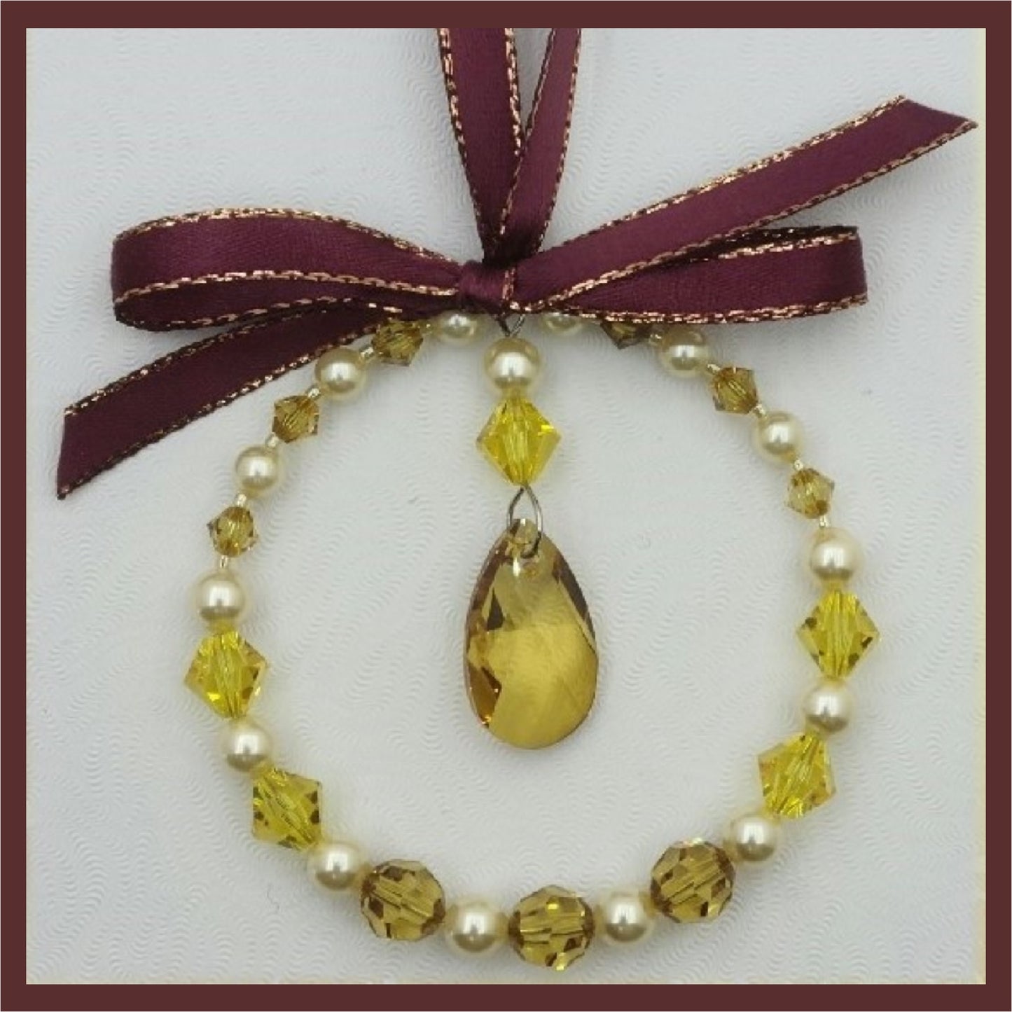2022 Wine & Topaz Crystal Wreath Ornament