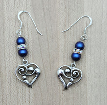 iridescent blue mother/child earrings