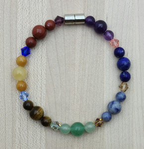 Chakra & Crystal Bracelet w/Magnetic Clasp