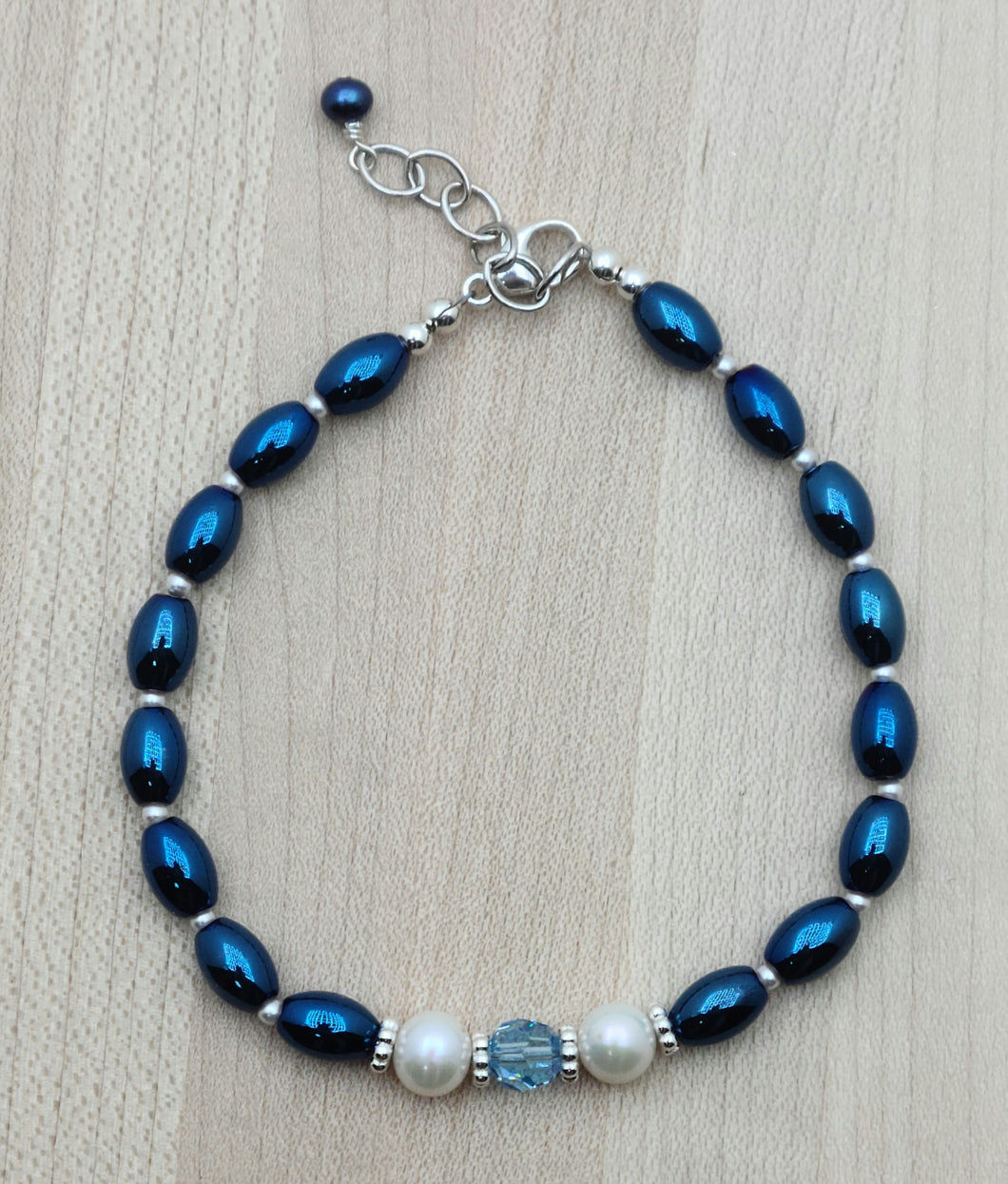 Magnetic Iris Blue & Crystal Bracelet