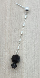 Cartilage earrings are popular, but this one dangles & creates a lot of interest! This one's "almost black" will compliment many outfits. It's graphite & hematite colored crystals & fancy sterling silver chain.