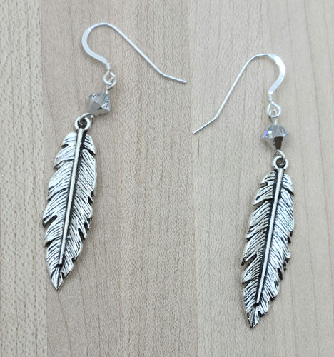 Pewter & Silver Feather Earrings