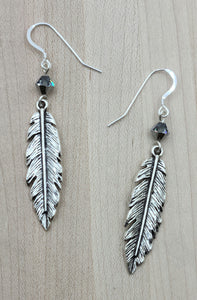 Pewter & Chrome Feather Earrings
