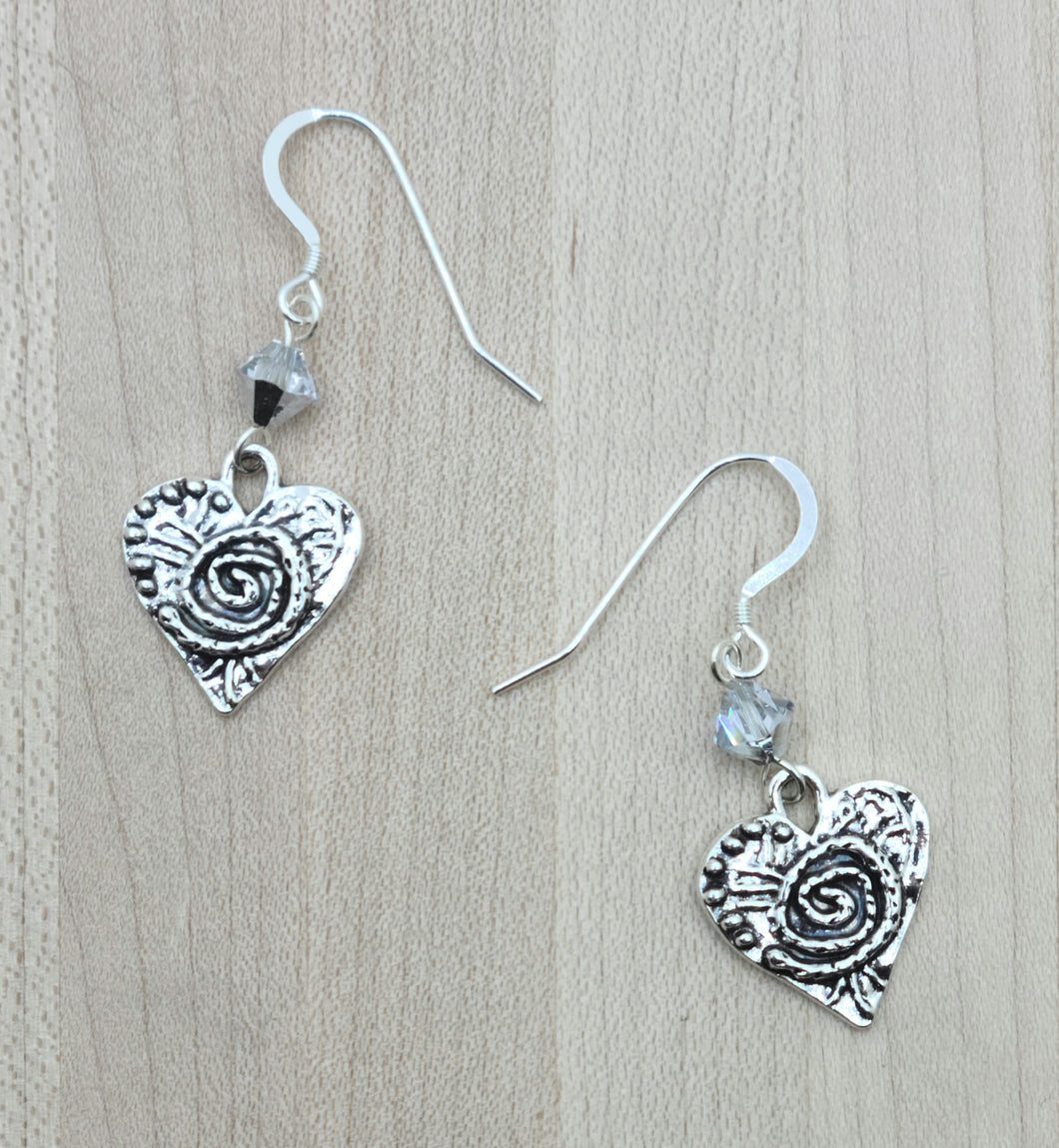 Silver Pewter Heart Earrings