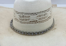 hatband - Lilac & grey/brown travertine agate is set off by small decorative silver pewter beads!