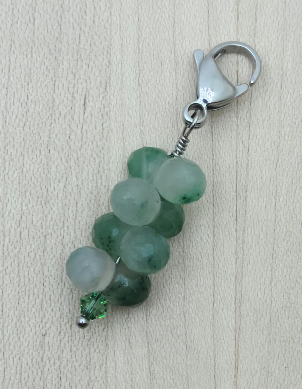 Zipper Pull - African Jade & Crystal