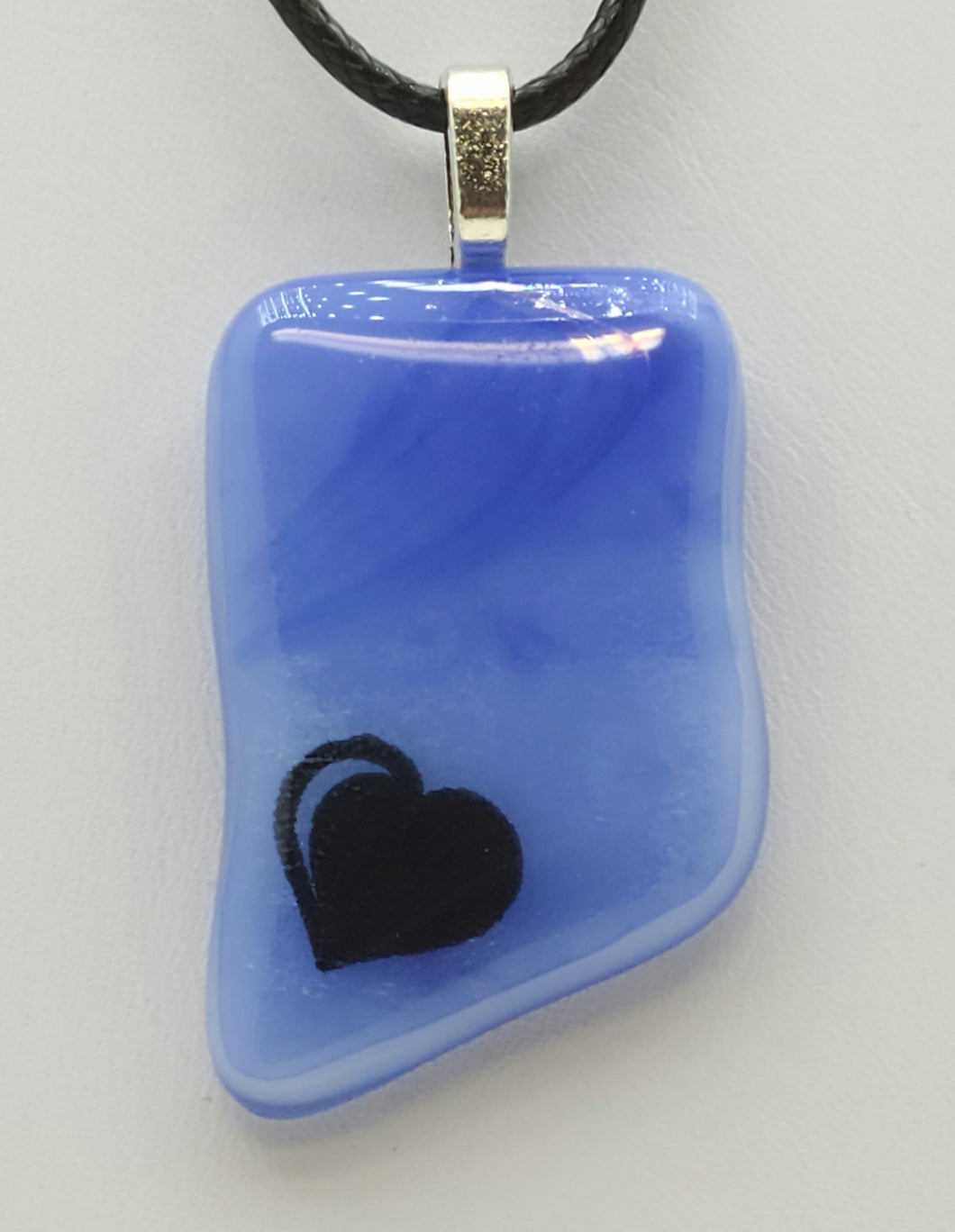 Heart on Sky Fused Iridescent Glass Pendant