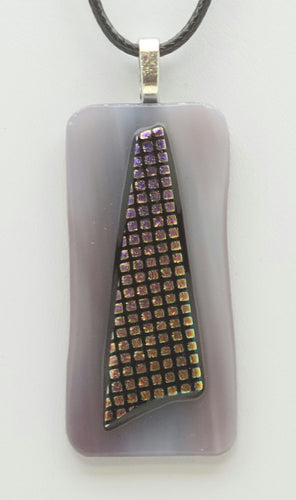Tie on Mauve Fused Dichroic Glass Pendant
