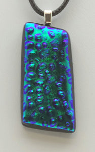 Bubbled Turquoise Dichroic Fused Glass Pendant