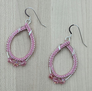 Woven Wire Rose Shimmer Earrings