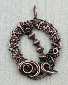 Woven Wire Copper Fancy Circle Pendant