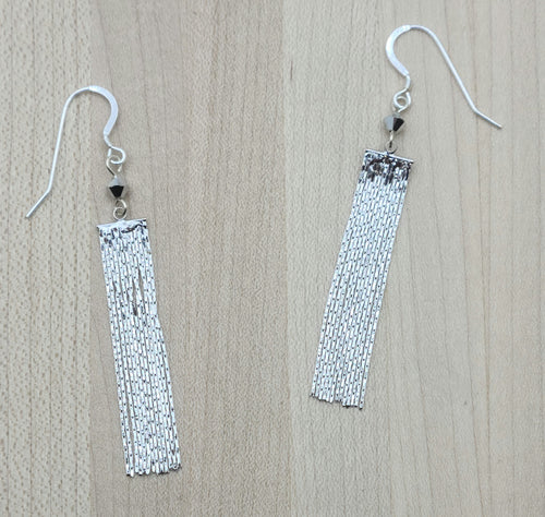 Silver Fringe & crystal Earrings