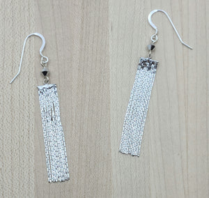 Silver Fringe & crystal Earrings