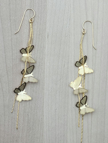 gold Butterfly Tassel Earrings