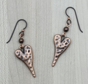 Puffy Copper Heart Earrings