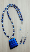 Blue & Purple Fused Glass Necklace & Dangle Earrings
