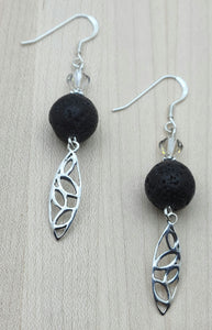Lava stone. crystal & sterling silver earrings
