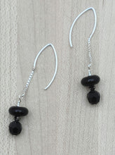 sterling silver, onyx & crystal dangle earrings
