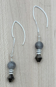 stormy grey quartz & crystal earrings