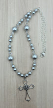 Silver Cross & Crystal Necklace
