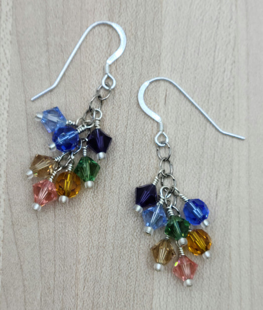 Dangling Chakra Colors Crystal Earrings