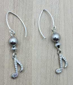 Silver & Pave 8th Note Earrings