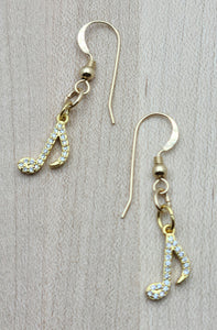 Pave & Gold 8th Note Earrings