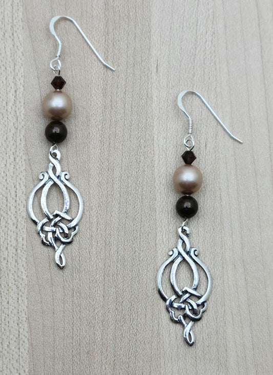 Almond & Chocolate Celtic Earrings
