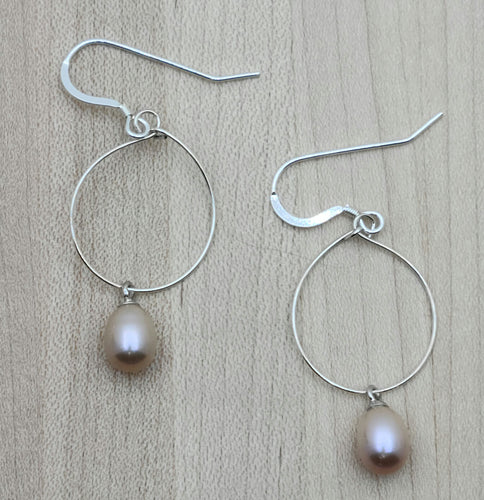 Hoop & Lavender Pearl Earrings