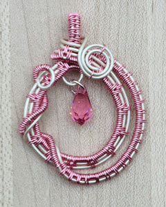 Woven Wire Rose Crystal Pendant