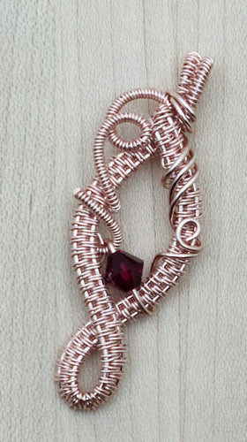 Woven Wire Swirl & Ruby Crystal Pendant