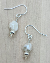 Keshi & Crystal Sterling Silver Fish Hook Earrings