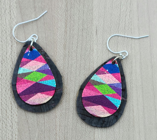 Stained Glass & Cork Earrings