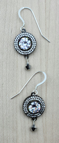 Cubic Zirconia concentric circles on Black Earrings