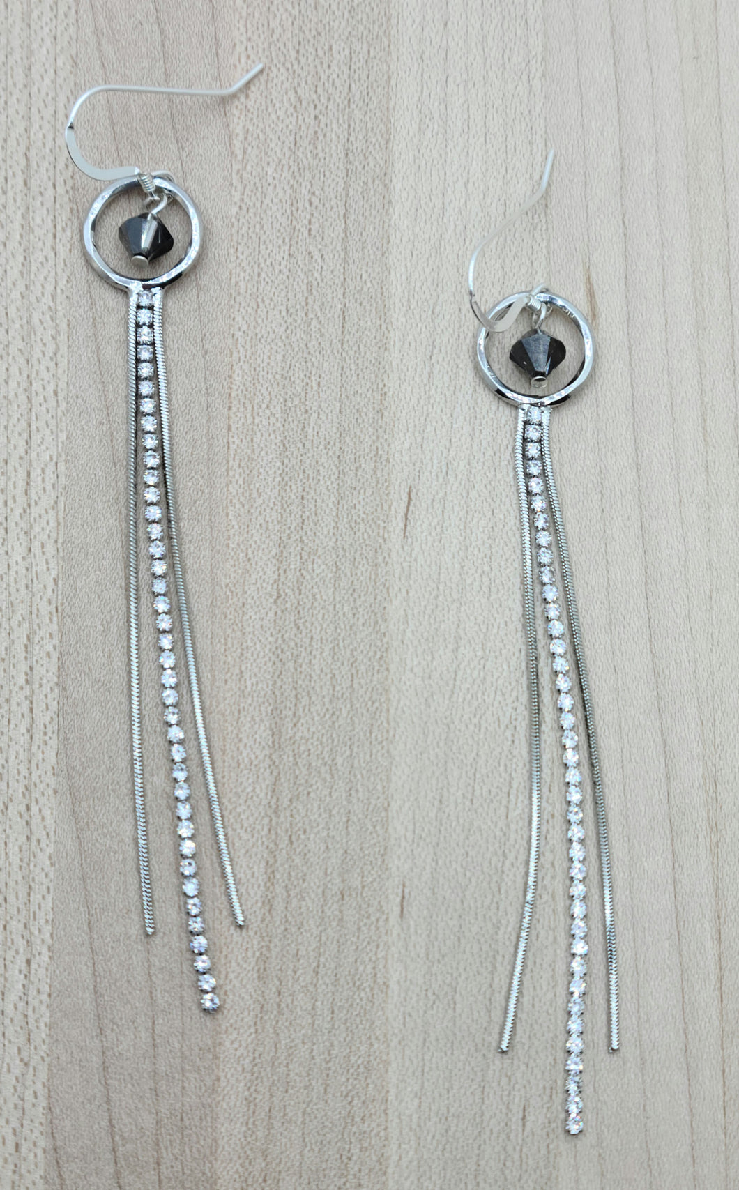 LONG Silver CZ Fringe Earrings