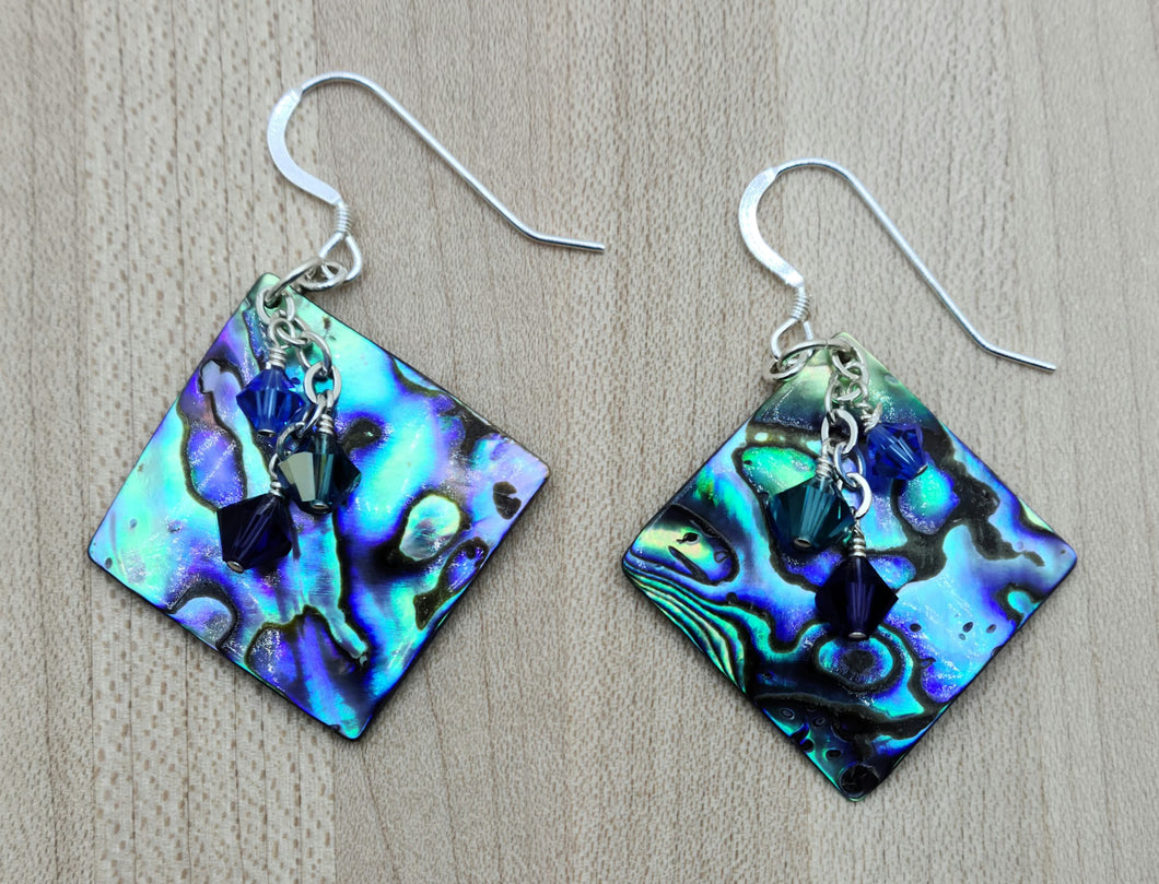 Colorful Abalone Diamond & Crystal Earrings