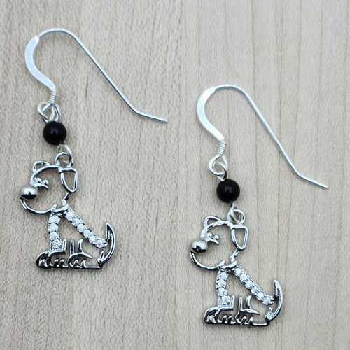 White Gold Fill & CZ Puppies Earrings