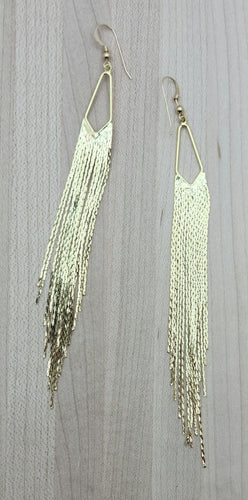 5+ inch LONG Gold Fringe Earrings