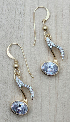 gold fill & CZ Large 8th Note Earrings
