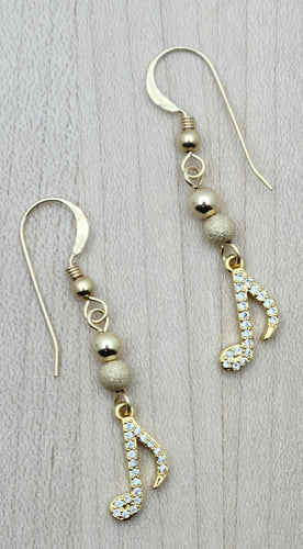 CZ Gold Fill Note & Stardust Fish Hook Earrings