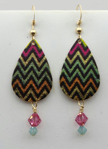 Colorful Chevron & Crystal Earrings