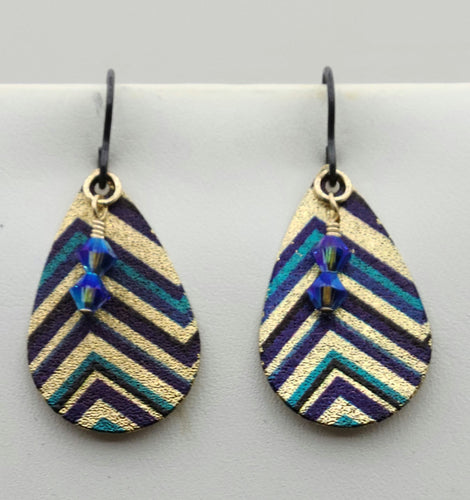 Teal, Purple & Gold pair perfectly with purple/blue satin crystals* for a lovely, lightweight earring!