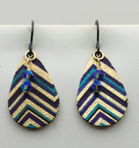 Teal, Purple &amp; Gold pair perfectly with purple/blue satin crystals* for a lovely, lightweight earring!